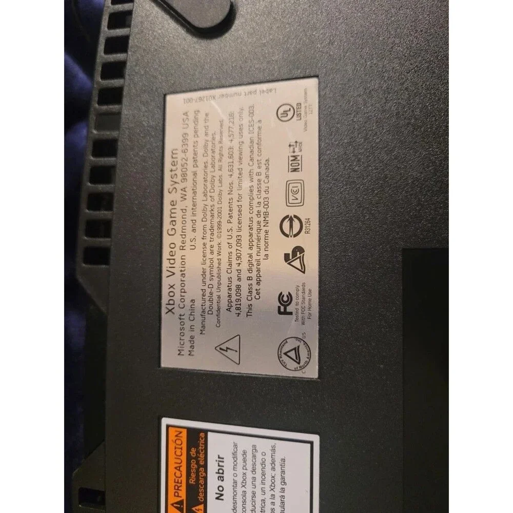 Original Microsoft Xbox Console System Not Reading Discs, Disc Door Issue w/ Pow